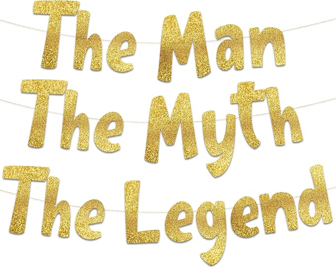 Pre-Strung The Man The Myth The Legend Gold Glitter Banner - Retirement Decorations for Men and Women - Retirement Party Supplies and Gifts