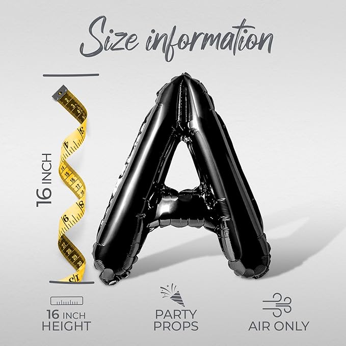 Letter Balloons - HAPPY RETIREMENT 16" Inch Alphabet Letters Foil Mylar Balloon Retirement Party Balloon Banner (Black)