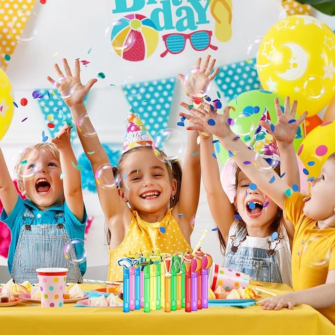 AMFZON 24Pcs Pool Beach Party Favors Bubble Wands for Kids, Beach Ball Summer Mini Bubbles Wand Toys, Pool Birthday Party Supplies Decorations Goodie Gift Bag Stuffers Pinata Classroom Prizes