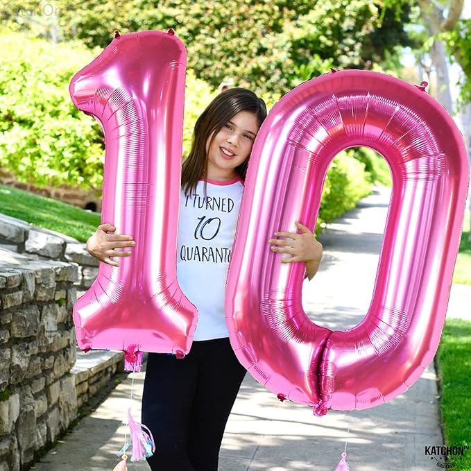Giant Hot Pink 0 Balloon Numbers - 40 Inch | Pair 0 Digit To Other Numbers | Pink Zero for Birthday Party Supplies | Zero Balloon | Birthday Party Decorations