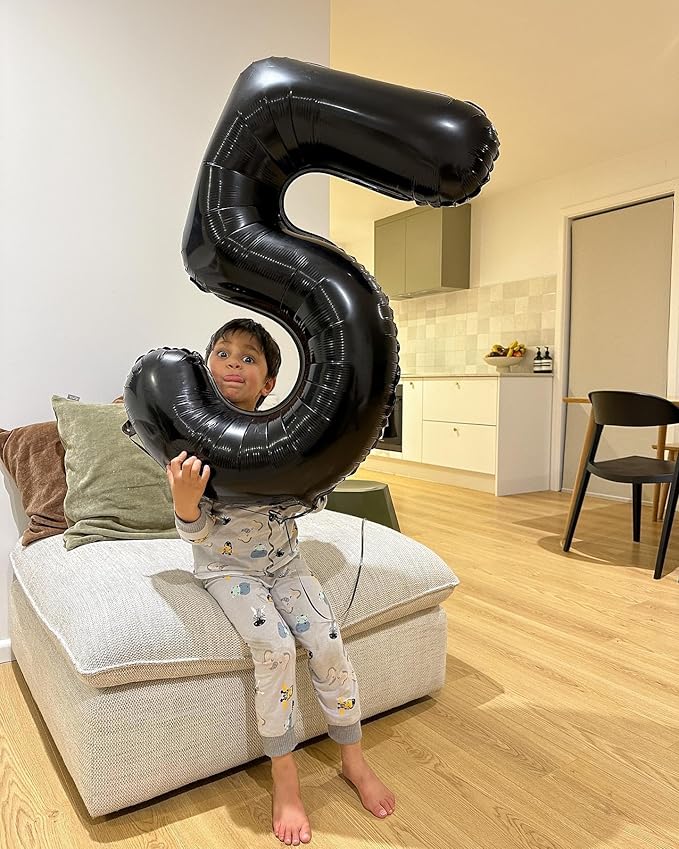 40 Inch Black Number 16 Balloon, Giant Number 16 Balloons for 16th Birthday Decorations, Party Supplies for Baby Boy Girl, Black Party Decor