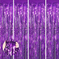 Valentines Day 4 Pack 3.3 * 8.3 ft Foil Curtain Metallic Tinsel Fringe Curtains Photo Booth Props Backdrop for Birthday Wedding Engagement Baby Shower Christmas Holiday Celebration Partyl,Purple