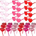 Flutesan 24 Pcs Valentines Day Heart Headbands and Sunglasses Set Red Love Photo Booth Props Women Valentine Party Decor
