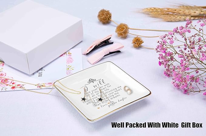 Topthink Gift For Mother of The Groom From Bride - Thank You For Raising The Man Of My Dreams – Ceramic Jewelry Holder Ring Dish Trinket Tray – Wedding Gifts - Bridal Shower Gifts
