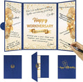 DARUNAXY Blue Gold Happy Workiversary Party Decorations, Happy Work Anniversary Alternative Signature Guest Book for Men Women Employee Business Gifts Signing Card Board for Office Supplies