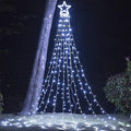 FUNIAO (Upgraded Christmas Decoration Outdoor Star String Lights, 320 LED Christmas Tree Topper Lights with 12" Lighted Star for Halloween Christmas New Year Holiday Garden Yard (White)