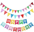 Irenare 4 Pieces Happy Birthday Banner Colorful Birthday Party Decor Rainbow Felt Garland Banner Rainbow Party Decorations Supplies (Shimmering Pink)