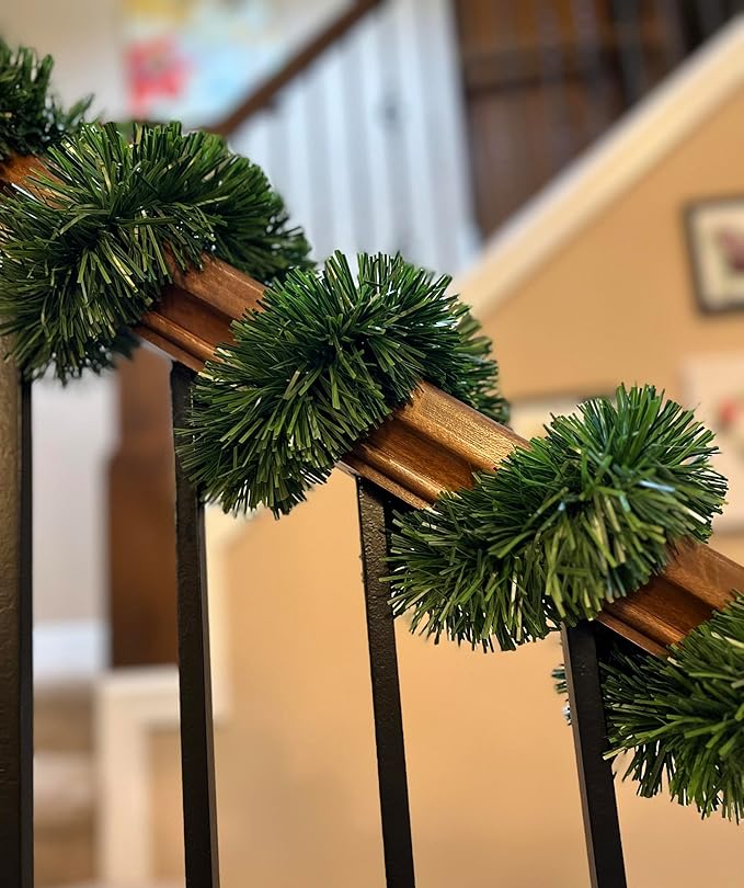 50 Foot Garland for Christmas Decorations - Non-Lit Soft Green Holiday Decor for Outdoor or Indoor Use - Premium Quality Home Garden Artificial Greenery, or Wedding Party Decorations(1, 50 FT Premium)