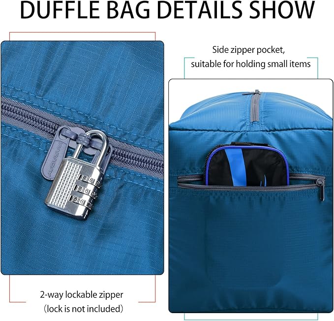 iFARADAY 2 Packs Foldable Duffel Bag 30" / 75L Lightweight with Water Rresistant for Travel