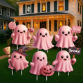 6 Pcs Halloween Ghost Yard Signs Lawn Outdoor Decorations 3D Ghost Yard Stakes for Halloween Home Front Yard Garden Party Supplies (Pink)