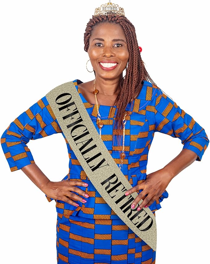 2026 Retirement Tiara & Sash - Officially Retired Sash & Crown for Parties, Events, Gifts, Favors, and Decorations (2026 Gold)
