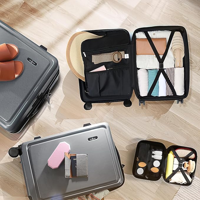 TRAVELARIM Hard Shell Luggage Sets with Spinner Wheels 4 Piece, Expandable Large Suitcases with TSA Lock, Travel Large Suitcase Set, Teal Luggage Set