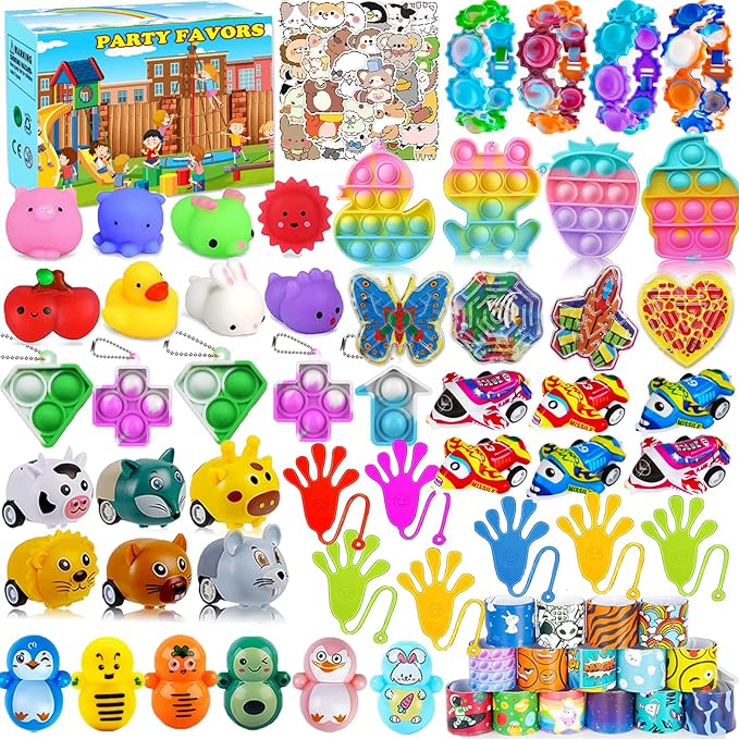 126 Pcs Party Favors for Kids 4-8-12,Easter Egg Fillers,Treasure Box Toys for Classroom Prizes,Pinata Filler,Goodie Bag Stuffers,Treasure Chest Carnival Prizes,Easter Basket Stuffers