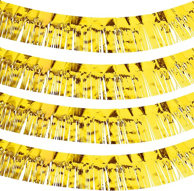 WILLBOND 4 Packs 40 Feet Fringe Garland Foil Fringe Garland Metallic Tinsel Foil St. Patrick's Day Hanging Banner for Wedding Birthday Parties Holiday Decorations Graduation