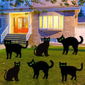 Halloween Decorations Outdoor 6 PCS Black Cat Yard Signs with Stakes Scary Silhouette with Glow in Eyes Waterproof for Yard Lawn Garden Indoor Home Halloween Decor