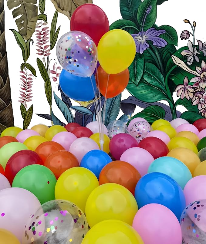100 Pcs Assorted Colors Balloons 12 inch and 10 Pcs Confetti Balloon - Use for Birthday, Wedding, Baby Shower, Birthday Party Balloons Decorations