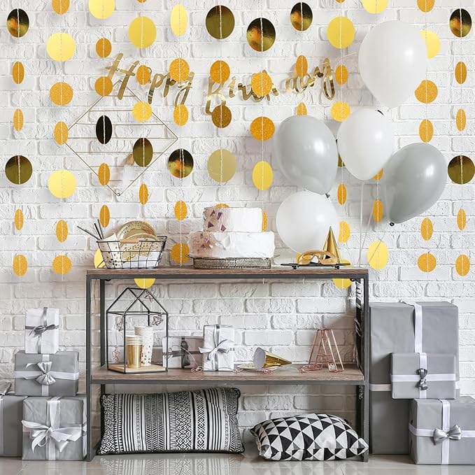 Syhood Party Decorations Paper Dot Circle Garlands Glitter Streamers Hanging Banner Decor for New Year Baby Shower Wedding Birthday Backdrop Supplies