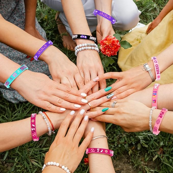 JUNEBRUSHS 42 Pack Women's History Month Silicone Wristbands with Inspirational Messages, 6 Vibrant Designs of Women's History Month Bracelets for Events Gifting