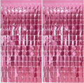 vwl Square Foil Curtain Streamer Tinsel Backdrop Photo Booth Props Background for Graduation Party,New Years,Birthday,Wedding,Halloween,Christmas Decorations (Pink, 2pack)