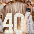 Pooqla 2.4FT Light Up Numbers for 40th Birthday Gifts for Women Men, Marquee Numbers 2.4 Feet Tall Party Decor for Her Him, Mosaic Big Sign for 40th Birthday Decoration Backdrop, Large Number 40