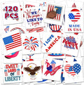 4th of July Outfits for Women - 4th of July Temporary Tattoos, 120 PCS USA Flag Patriotic Tattoos, USA Flag, Fireworks, Eagle, Statue of Liberty, Independence Day, Memorial Day