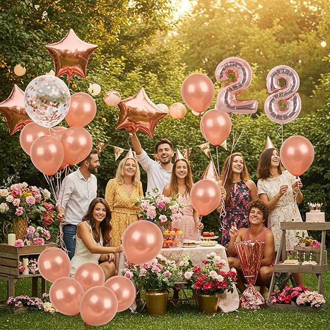 TONIFUL 16 Inch Number Rose Gold 0-9 Mylar Foil Balloons 10 Pcs Custom digitalal Balloons for 2026 New Year Eve Birthday Party Engagement Graduations Anniversary Baby Shower