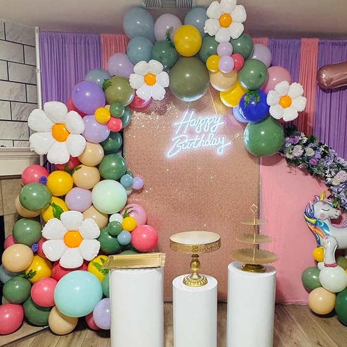 Daisy Flower Balloon Arch Kit 137PCS Pink and Green Yellow WildFlower Balloons for Wild Flower Baby in Bloom Baby Shower Spring Daisy Theme Birthday Party Decorations