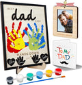 10" Best Dad Ever Hands Down DIY Handprint Kit with Acrylic Paint, Art Craft Family Keepsake Wood Frame Dad Keychain Birthday Gift Father's Day for Daddy, Papa Family Sign with Kids Names HF90-D