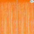 Valentines Day 2 Pack 3.3 * 8.3 ft Foil Curtain Metallic Tinsel Fringe Curtains Photo Booth Props Backdrop for Birthday Wedding Engagement Baby Christmas Holiday Celebration Party, Macaron Orange