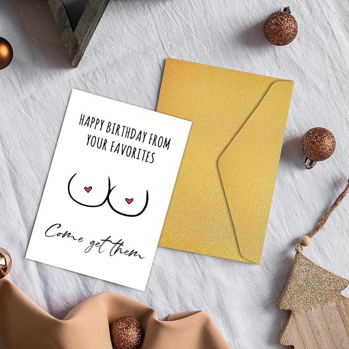 PIUST Funny Birthday Card for Husband, Sexy Birthday Gift for Boyfriend, Rude Bday card for fiance, Happy birthday from your favorites Come Get Them card (34)
