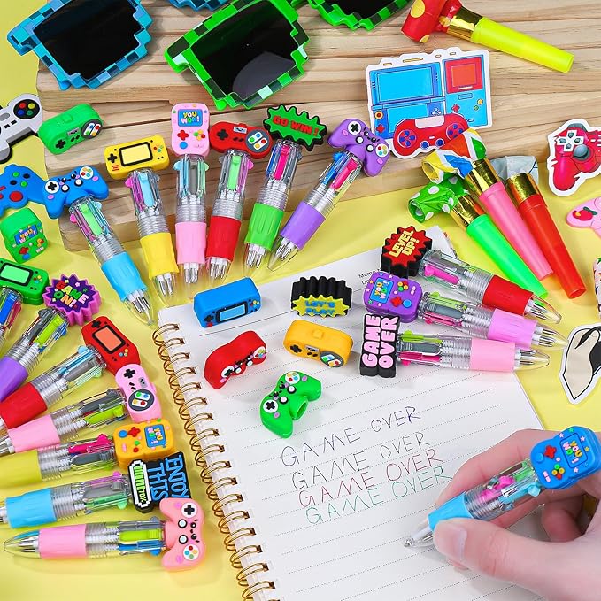 CZWZ 30Pcs Mini Multicolor Pens in One 4-in-1 Cute Pens Bulk for Kids, Ballpoint Pen for Birthdays and Children's Parties, Fun Gifts Assorted Ink Kawaii Pen(Vedio Game)