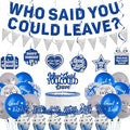 Roetyce Farewell Party Decorations, Blue Silver Who Said You Could Leave Banner Cake Toppers Balloons Hanging Swirls, Going Away Retirement Leaving Party Decorations, Coworker Goodbye Party Supplies