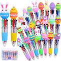 24PCS Easter Fun Pens Cute Multicolor Ballpoint Pens 4 Colors in 1 Kawaii Bunny Easter Egg Chicken Rainbows Gnome for Easter Basket Stuffers Party Favors Supplies Rewards Holiday Gifts