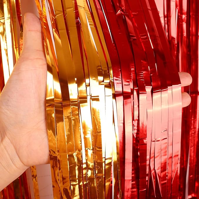 Colorful Birthday Party Decorations, Curtain Tinsel Streamers, Metallic Photo Booth Props for Wedding, Bridal Shower, Candy Party, 2Pack 3.28X6.56Ft