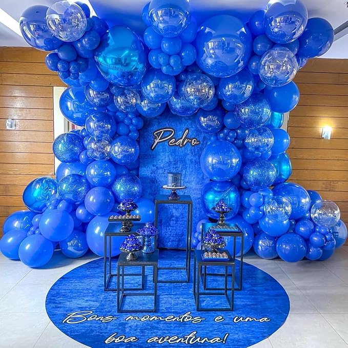 Biapian 12Pcs Dark Blue Round Foil Balloons, 22" 18" 15" 10" 4D Round Ball Shaped Balloon, Big Blue Metallic Balloons for Birthday Party Baby Shower Graduation New Year Eve Disco Decorations Supplies