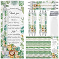 50 Sets Pen Baby Shower Favors Gifts for Guests Includes 50 Rolling Paper Ballpoint Pens and 50 Greeting Thank You Bookmarks Baby Shower Party Favors (Safari)