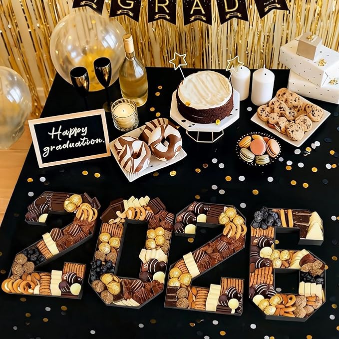 Graduation Party Decorations 2026-2026 Numbers Charcuterie Board Box - 10" Paper Tray for Graduation Centerpieces - Class of 2026 Table Decoration for Kindergarten Preschool College High School