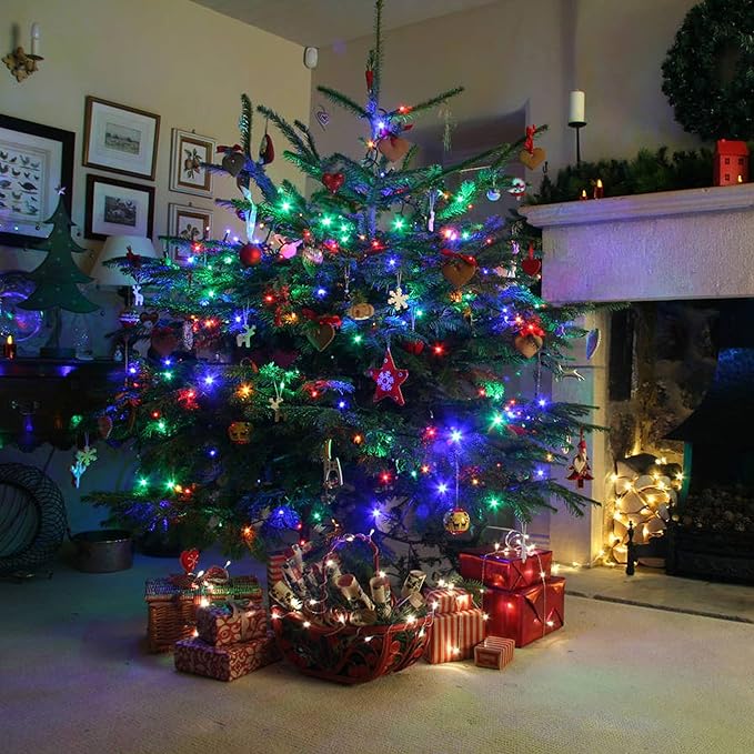 Dazzle Bright Multi-Colored Christmas String Lights, 164ft 2000 LED Waterproof Green Wire Fairy Lights with 8 Modes, Outdoor Lights for Xmas Tree Holiday Wedding Party Christmas Decorations