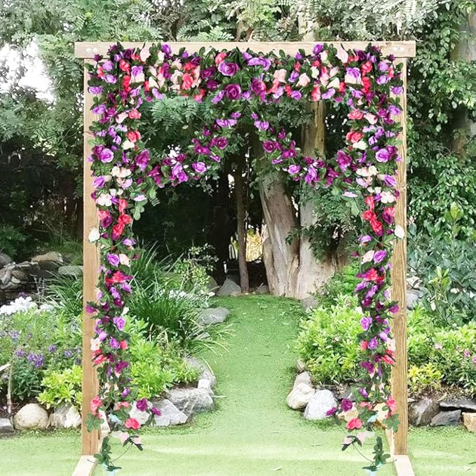 Miracliy 8 Pack 65 FT Flower Garland Decorations Plastic Artificial Flowers for Wedding Decoration Photo Booth Backdrop