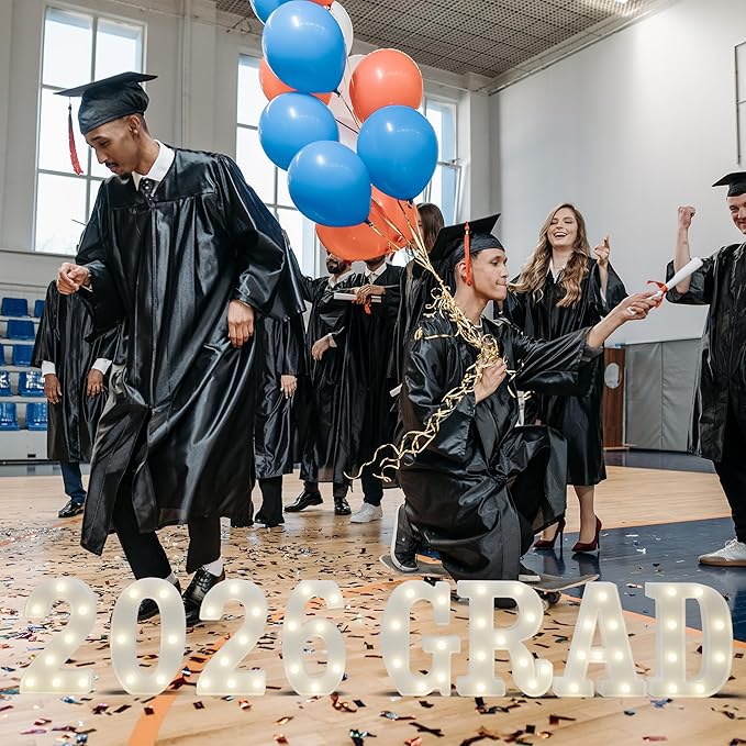 Graduation Decorations 2026-8 LED Long Marquee Light Up Letters 'Grad 2026' - Graduation Party Decor for Kindergarten Preschool High School College Graduation