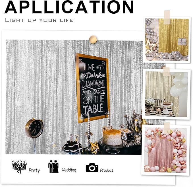 Hahuho Lavender Sequin Backdrop Curtain, 4PCS 2FTx8FT Glitter Backdrop Curtain for Parties, Christmas, Wedding, Party Decoration（4 Panels, 2FT x 8FT, Lavender