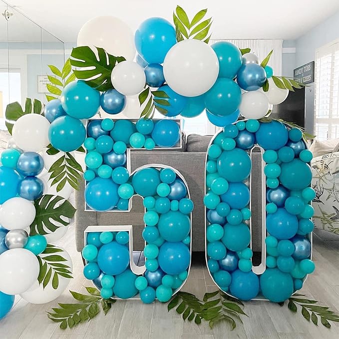 Peacock Blue Balloons Turquoise Blue Latex Balloon 5 10 12 18inch Different Sizes 103pcs Teal Blue Balloons Arch Kit for Kids Birthday Party Decoration Gender Reveal Baby Shower Wedding Whale Theme