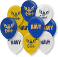 U.S. Navy Party Balloons (10 pcs)! 12” Latex balloons in Blue, White & Yellow with Striking Print on 2 sides. Officially Licensed U.S. Navy Decorations! Made in Italy. by Havercamp