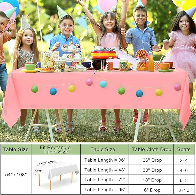 misaya 6 Packs Disposable Plastic Table Cloth, 54 x 108 Inch Waterproof Rectangle Tablecloth, Leakproof & Sturdy Decorative Table Covers for Easter, Picnic, Party and Outdoor, Peach