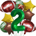 Football Balloons Foil Football Birthday Decorations Balloons Green Number 2 Balloon Gold Brown Star Touchdown Ballons for Rugby Birthday Decorations Sports Ballons Arch Kits Party Balloon Sets 9pcs