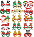 15 Pcs Christmas Glasses Frame Glitter, Costume Eyeglasses Frames Photo Booth Supplies, Xmas Photo Props Eyewears Party Favors Supplies for Adults Christmas Dinner Picnics Holidays