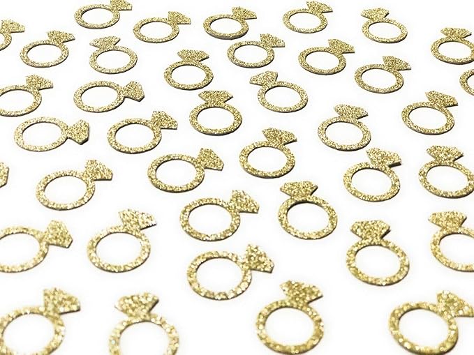 50 x Engagement Ring table confetti/scatter, bachelorette party decorations (Gold)