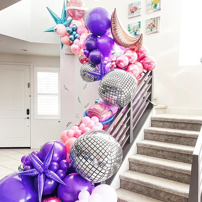 14 Pcs Disco Ball Balloons 22/15/10 4D Ball Balloons Metallic Silver Disco Mylar Balloon Chrome for Birthday Bachelorette 70s 80s 90s Themed Graduation Retro New Year Eve Prom Party Decor
