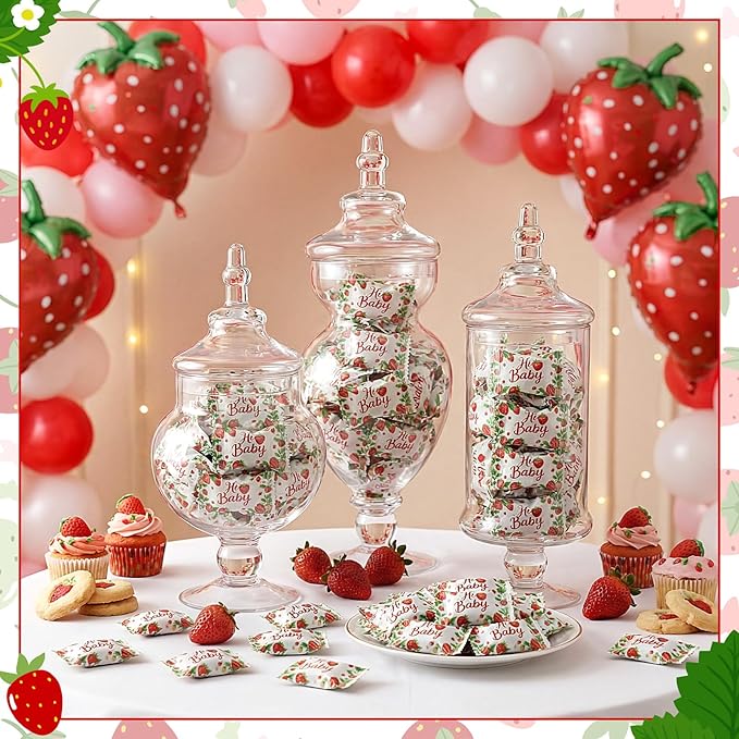 Naucoos Strawberry Baby Shower Candy - 26.5 oz. Bag - 150 Individually Wrapped Hard to Soft Mints It's a Girl Red Candy for Baby Shower Gender Reveal Party Favors Recovery Goodie Bags