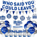 Roetyce Farewell Party Decorations, Blue Who Said You Could Leave Banner Cake Toppers Balloons Hanging Swirls, Going Away Retirement Leaving Party Decorations, Coworker Goodbye Party Supplies